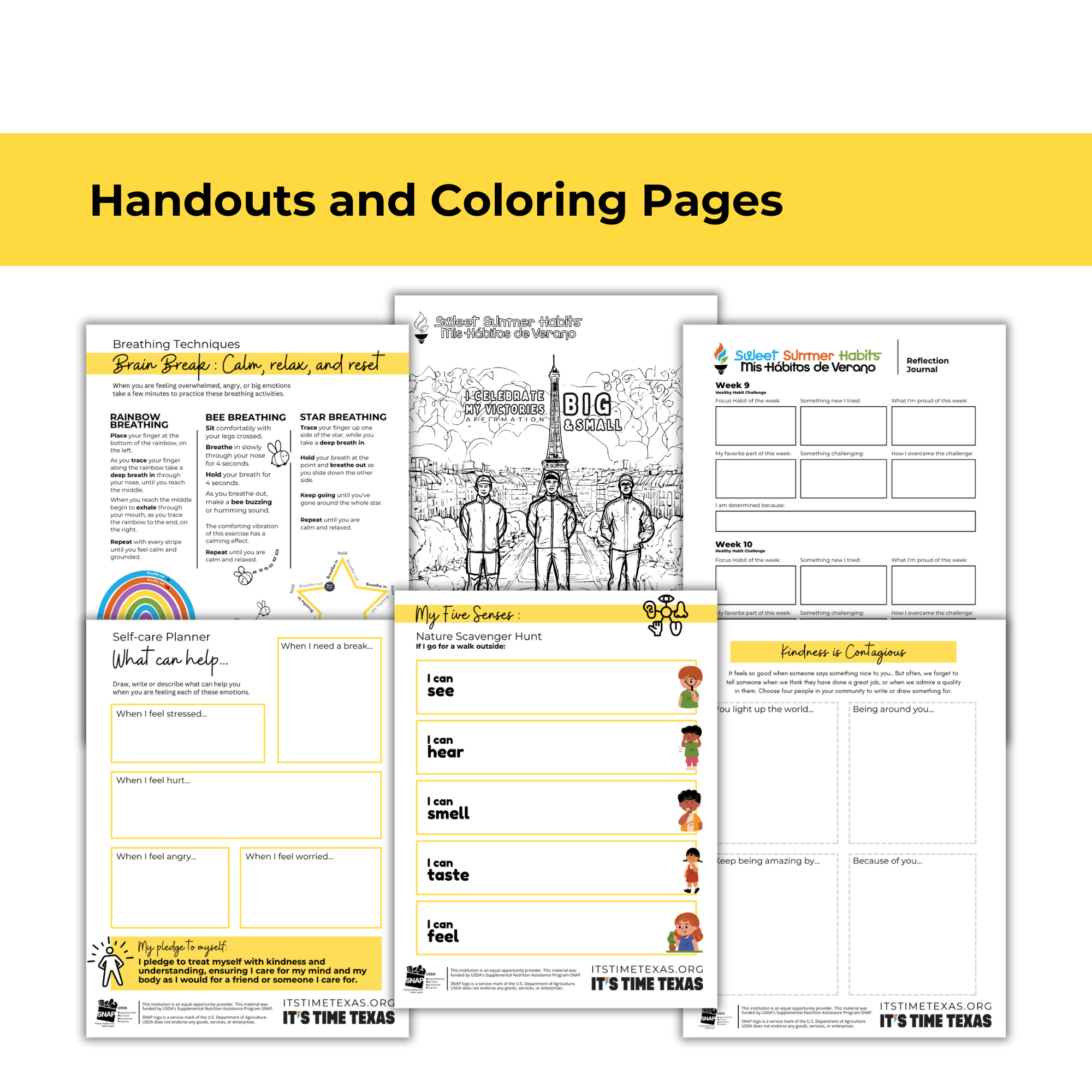 Sweet Summer Habits Handouts and Coloring Pages