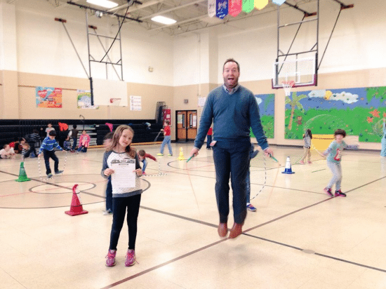 Austin Elem children getting ready for Jump Rope for Heart 1-15-2015